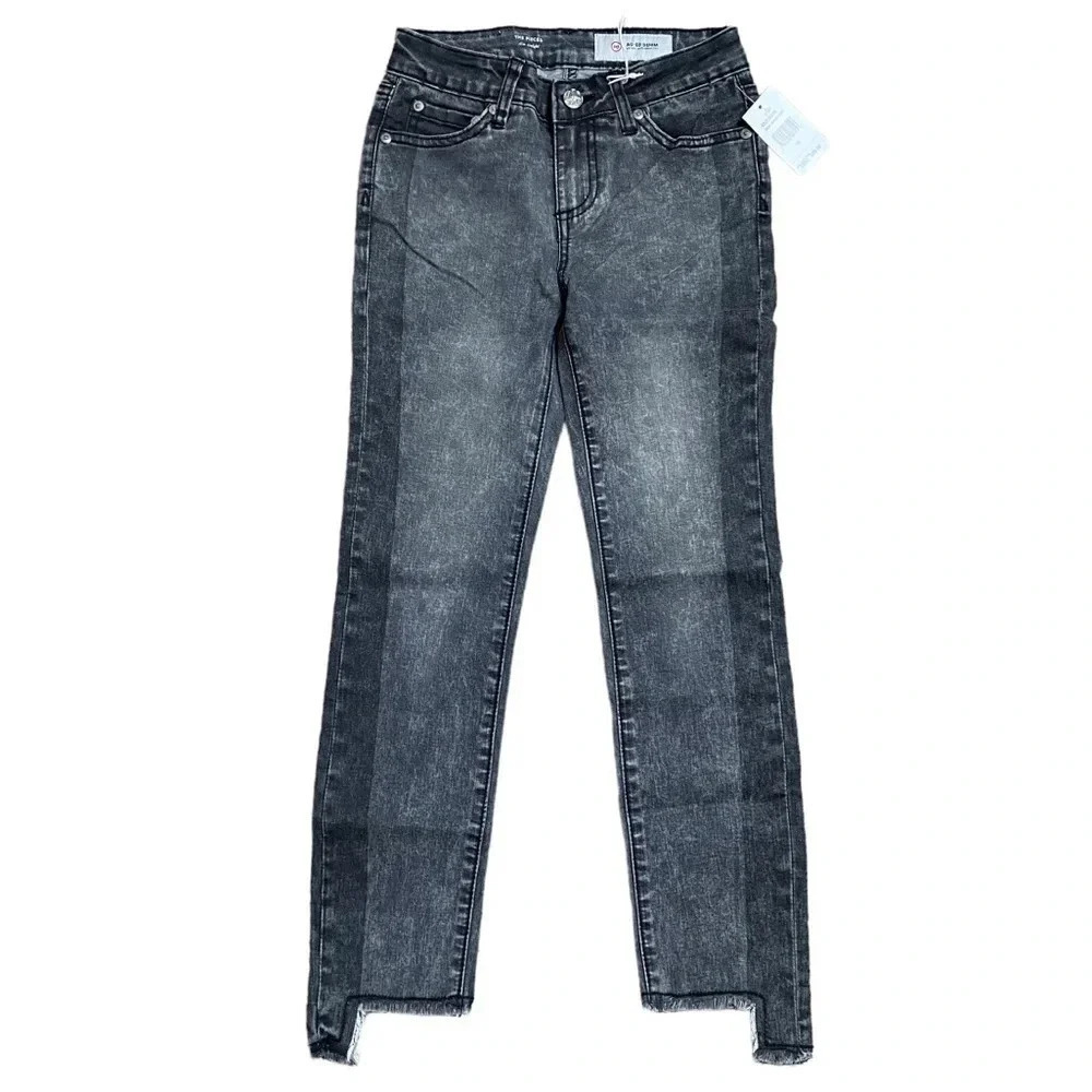 AG Adriano Goldschmied Girls 10 The Pieced Slim Straight Jeans Gray Raw Hem NWT